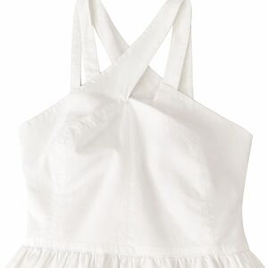White Fit & Flare Dress Criss Cross Back Cotton Size 10 Marilyn Style